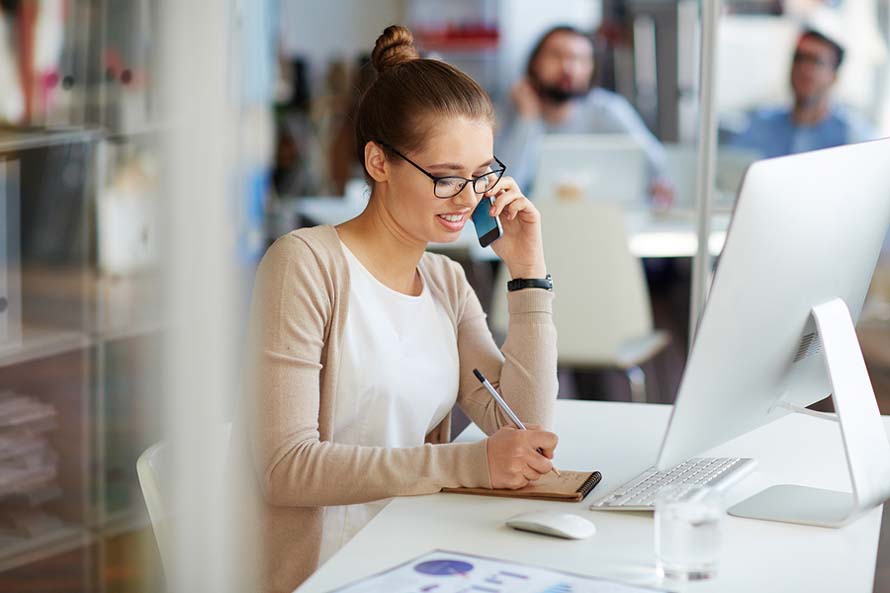 Young professional businesswoman working in public relations tal