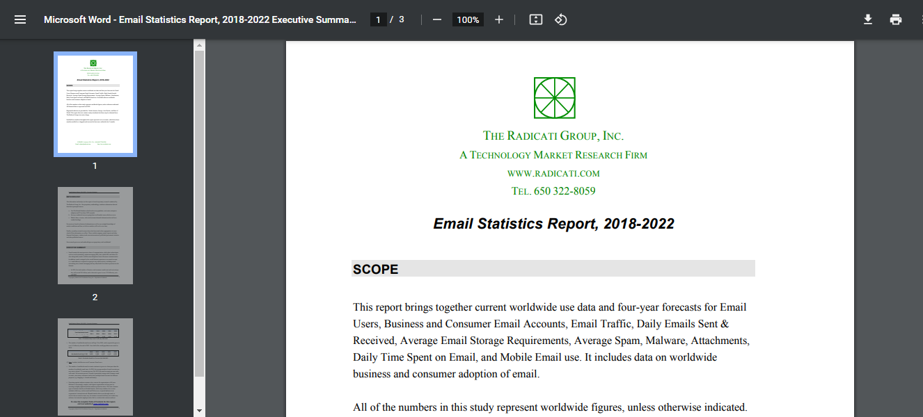 Email statistics report