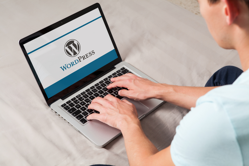 Wordpress brand logo on computer screen