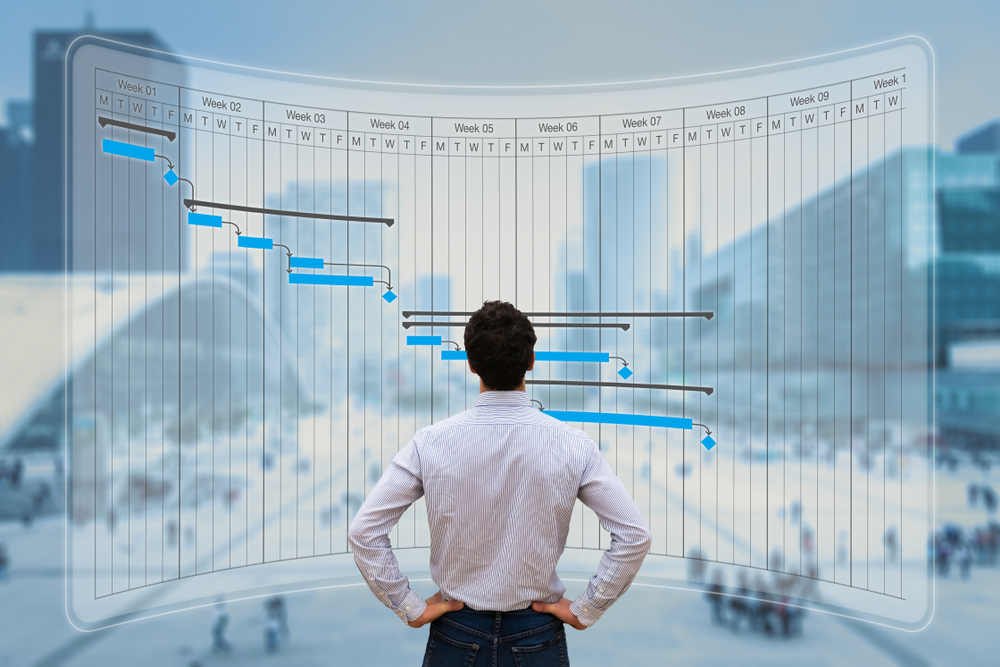 Project-manager-using-Gantt-chart-to-track-progress