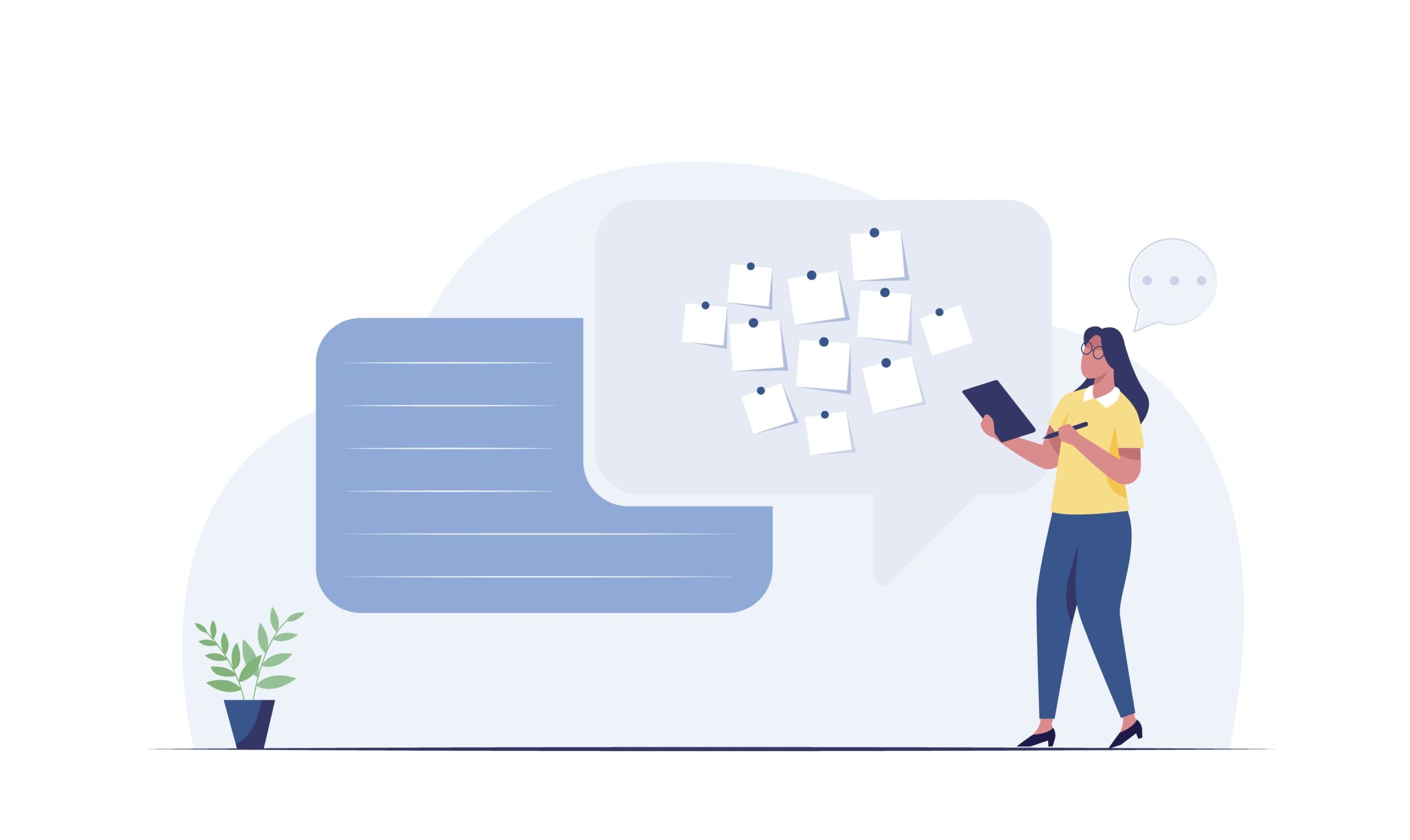 llustration-of-woman-reading-notes-posted-on-wall-scaled
