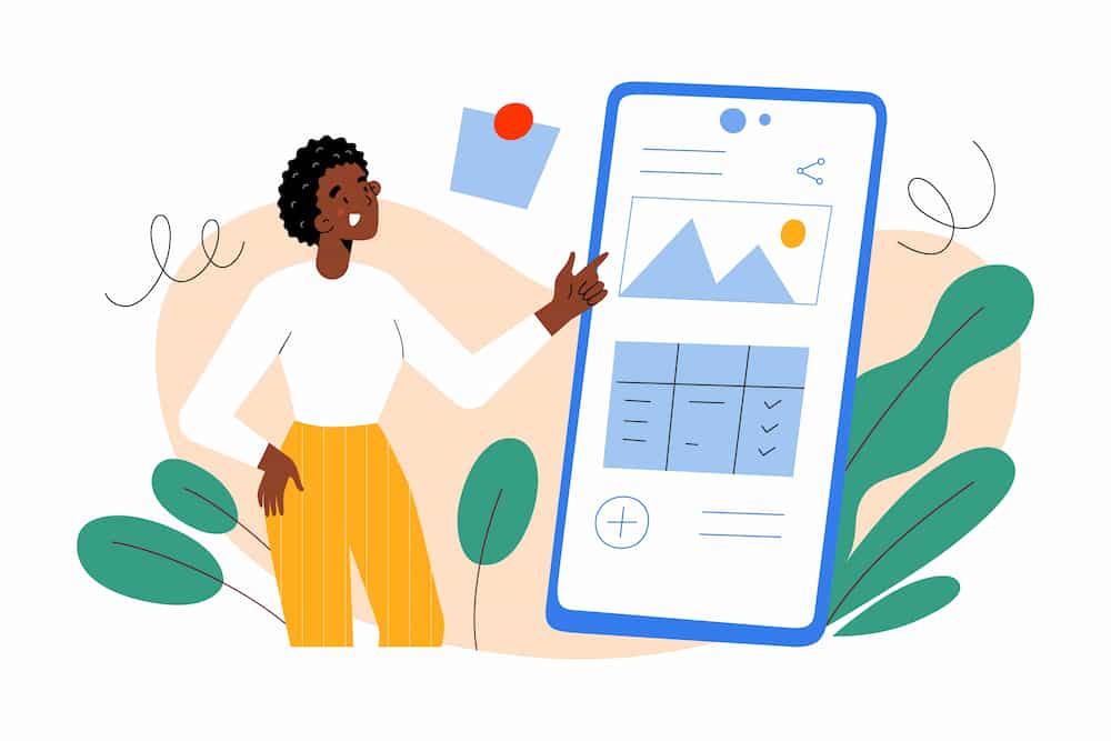 Illustration-of-woman-using-note-taking-app