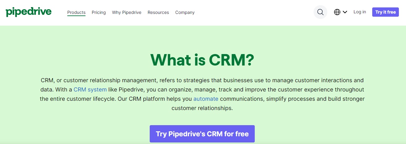 Pipedrive’s website