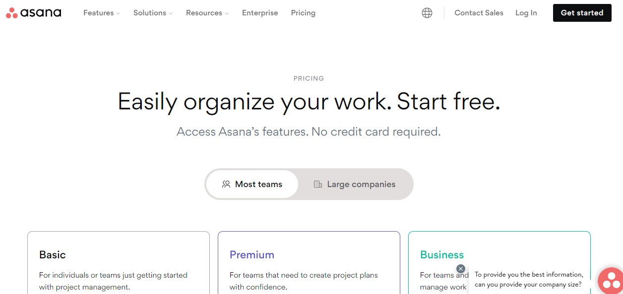 Pricing of asana